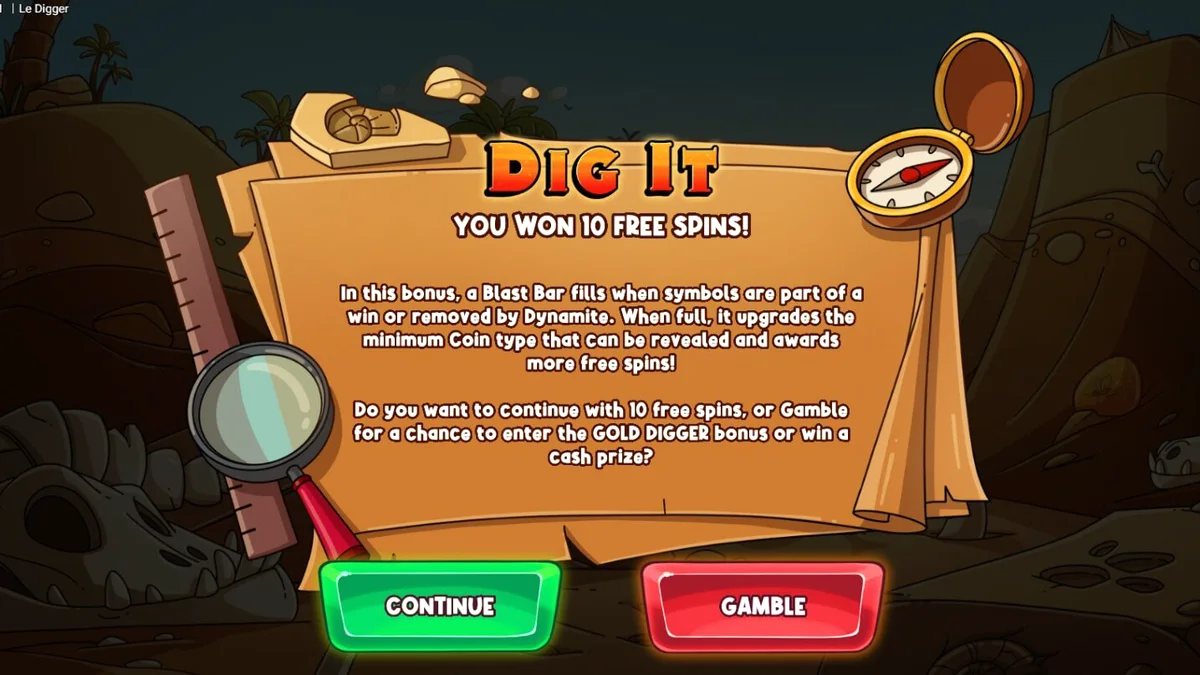 Smokey si rakun dalam permainan slot Le Digger